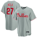 Kdoa P.Phillies #27 Aaron Nola Player Gray Home Game Stitched Jerseys