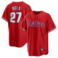 Kdoa P.Phillies #27 Aaron Nola Player Red Home Game Stitched Jerseys