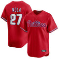 Kdoa P.Phillies #27 Aaron Nola Player Red Home Limited Stitched Jerseys