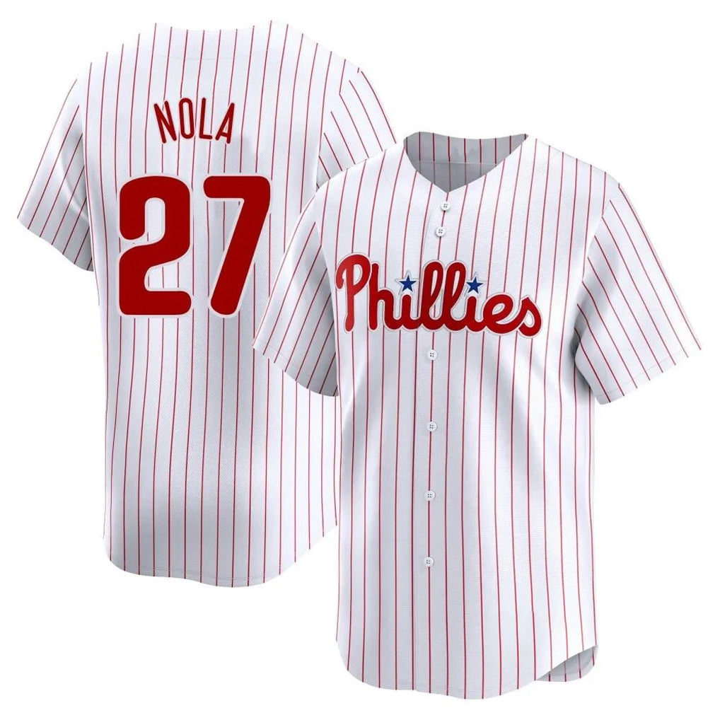 Kdoa P.Phillies #27 Aaron Nola Player White Home Limited Stitched Jerseys