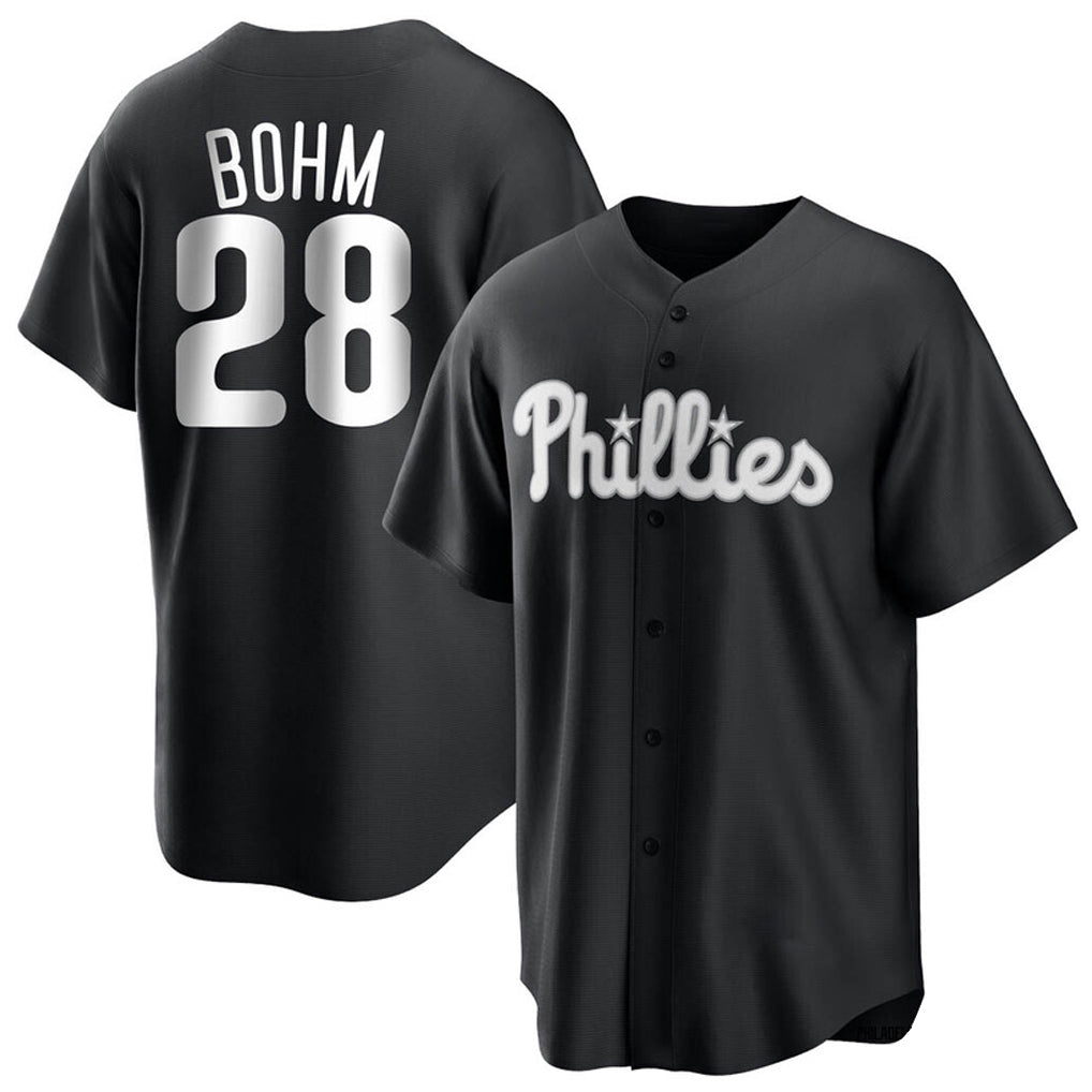 Kdoa P.Phillies #28 Alec Bohm Player Black Home Game Stitched Jerseys