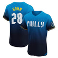 Kdoa P.Phillies #28 Alec Bohm Player Blue City Connect Home Limited Elite Stitched Jerseys