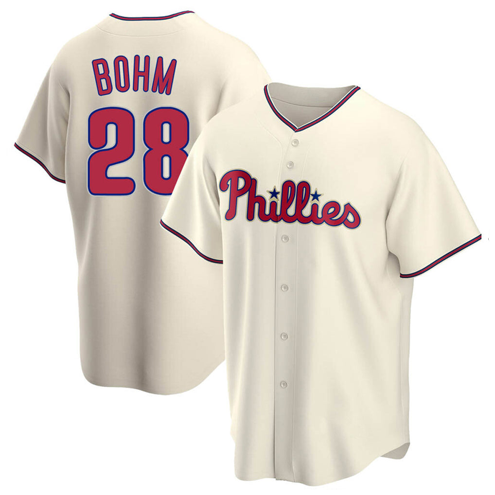 Kdoa P.Phillies #28 Alec Bohm Player Cream Home Game Stitched Jerseys