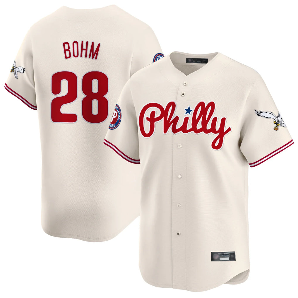 Kdoa P.Phillies #28 Alec Bohm Player Cream Phillies & Eagles Vapor Premier Limited Stitched Jerseys