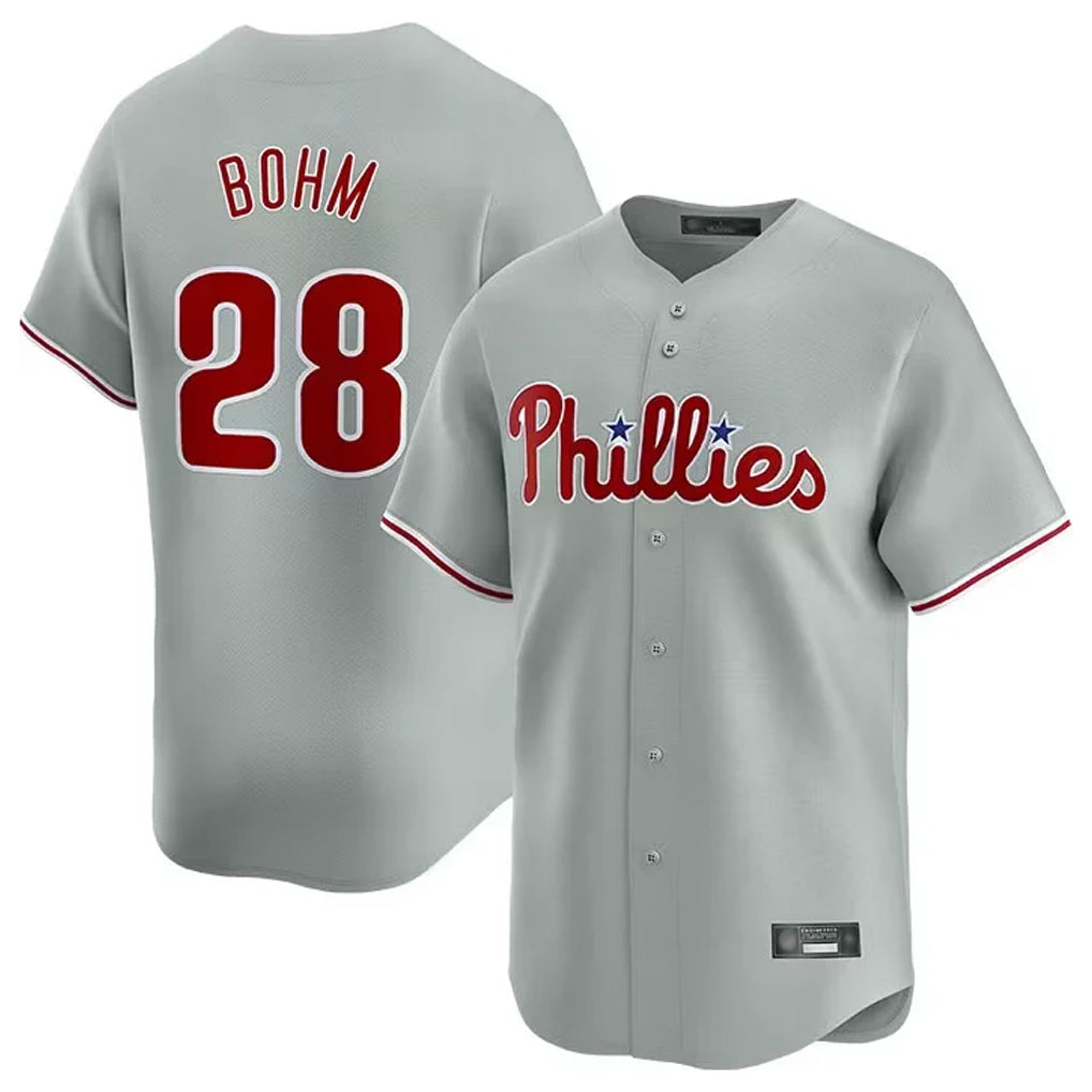 Kdoa P.Phillies #28 Alec Bohm Player Gray Home Limited Stitched Jerseys