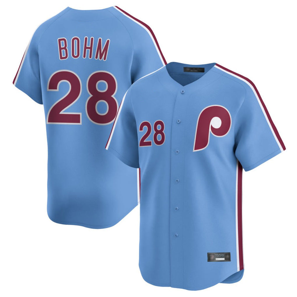 Kdoa P.Phillies #28 Alec Bohm Player Light Blue Home Limited Stitched Jerseys