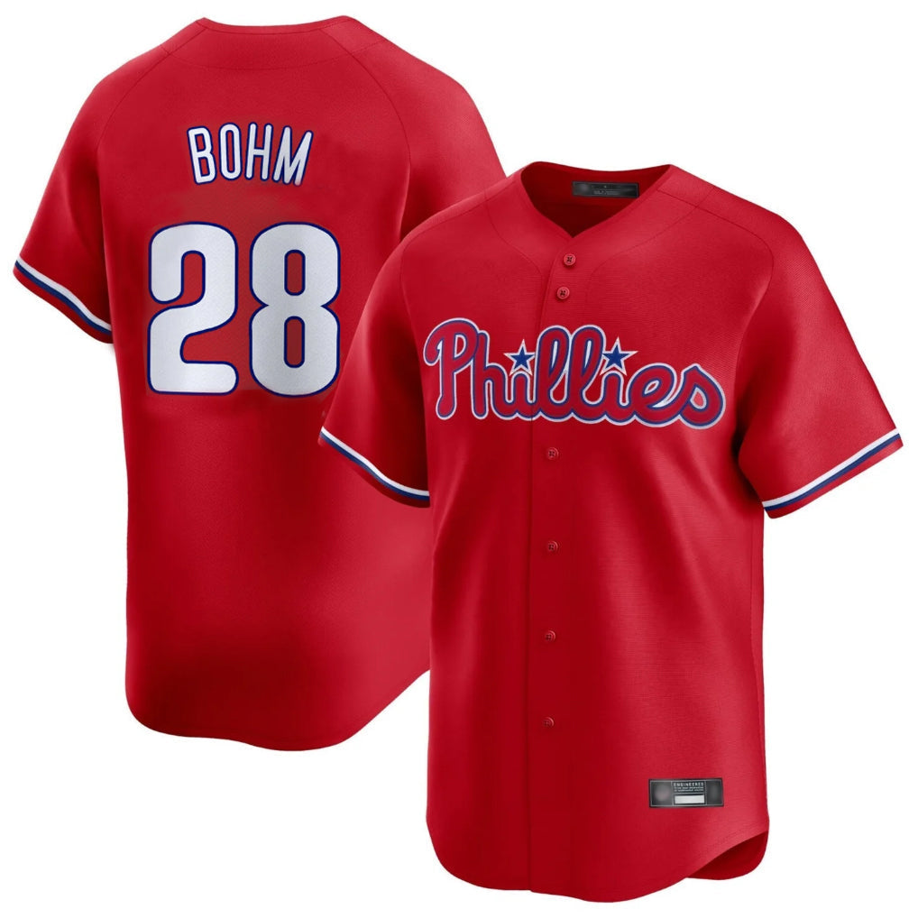 Kdoa P.Phillies #28 Alec Bohm Player Red Home Limited Stitched Jerseys