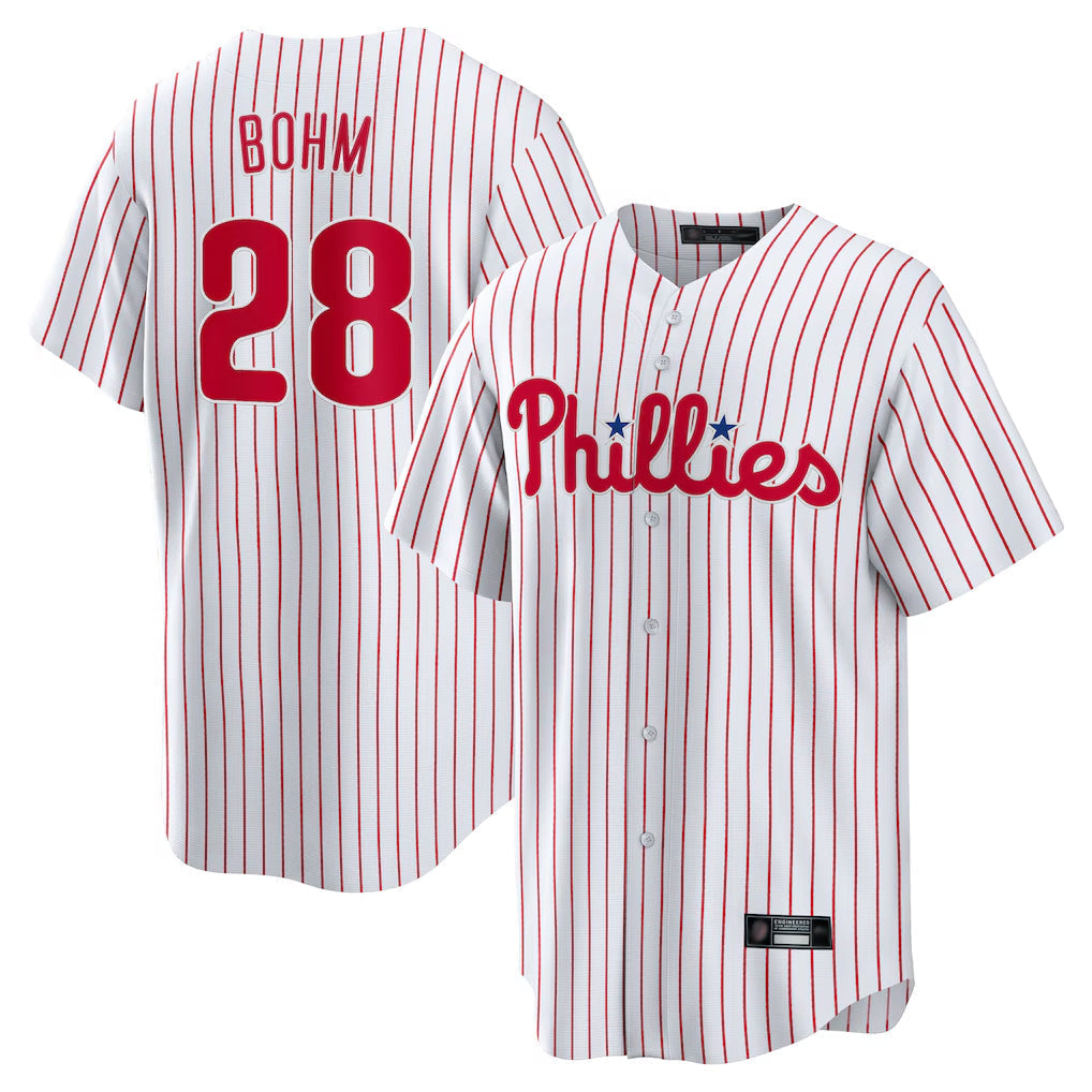 Kdoa P.Phillies #28 Alec Bohm Player White Home Game Stitched Jerseys