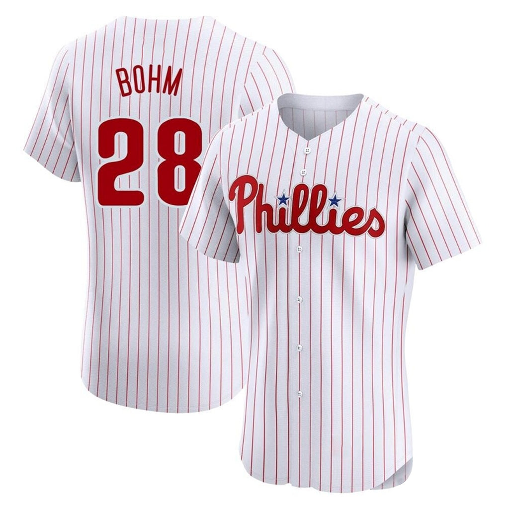 Kdoa P.Phillies #28 Alec Bohm Player White Home Limited Elite Stitched Jerseys