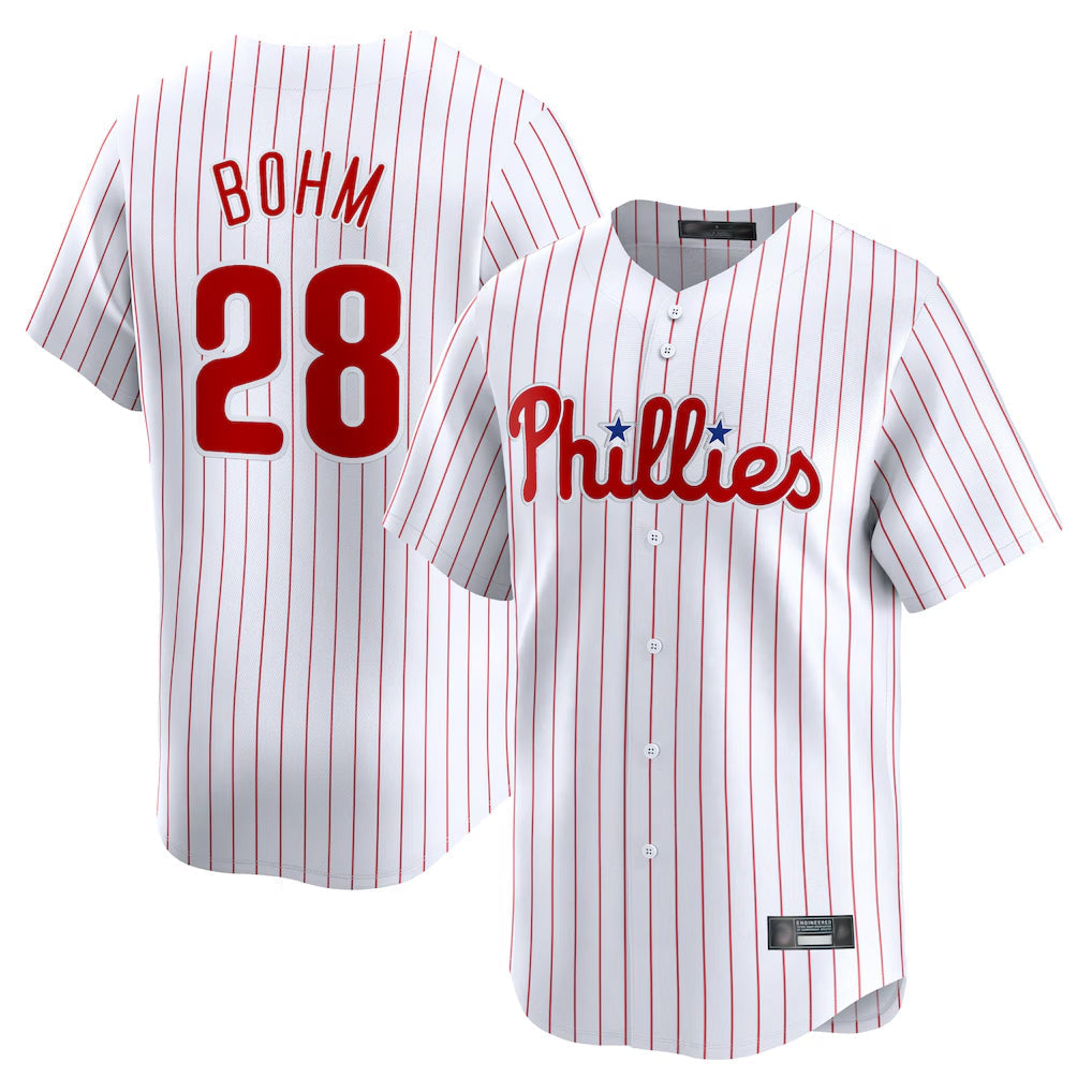 Kdoa P.Phillies #28 Alec Bohm Player White Home Limited Stitched Jerseys