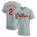 Kdoa P.Phillies #2 Justin Crawford Player Gray Home Limited Elite Stitched Jerseys