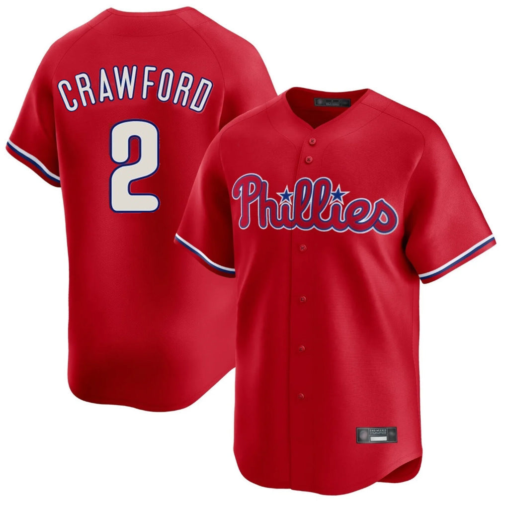 Kdoa P.Phillies #2 Justin Crawford Player Red Home Limited Stitched Jerseys