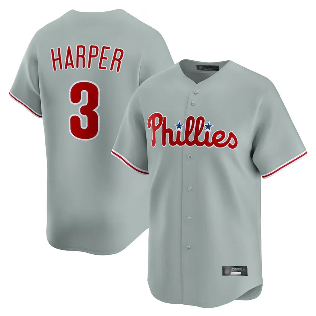 Kdoa P.Phillies #3 Bryce Harper Player Gray Home Limited Stitched Jerseys