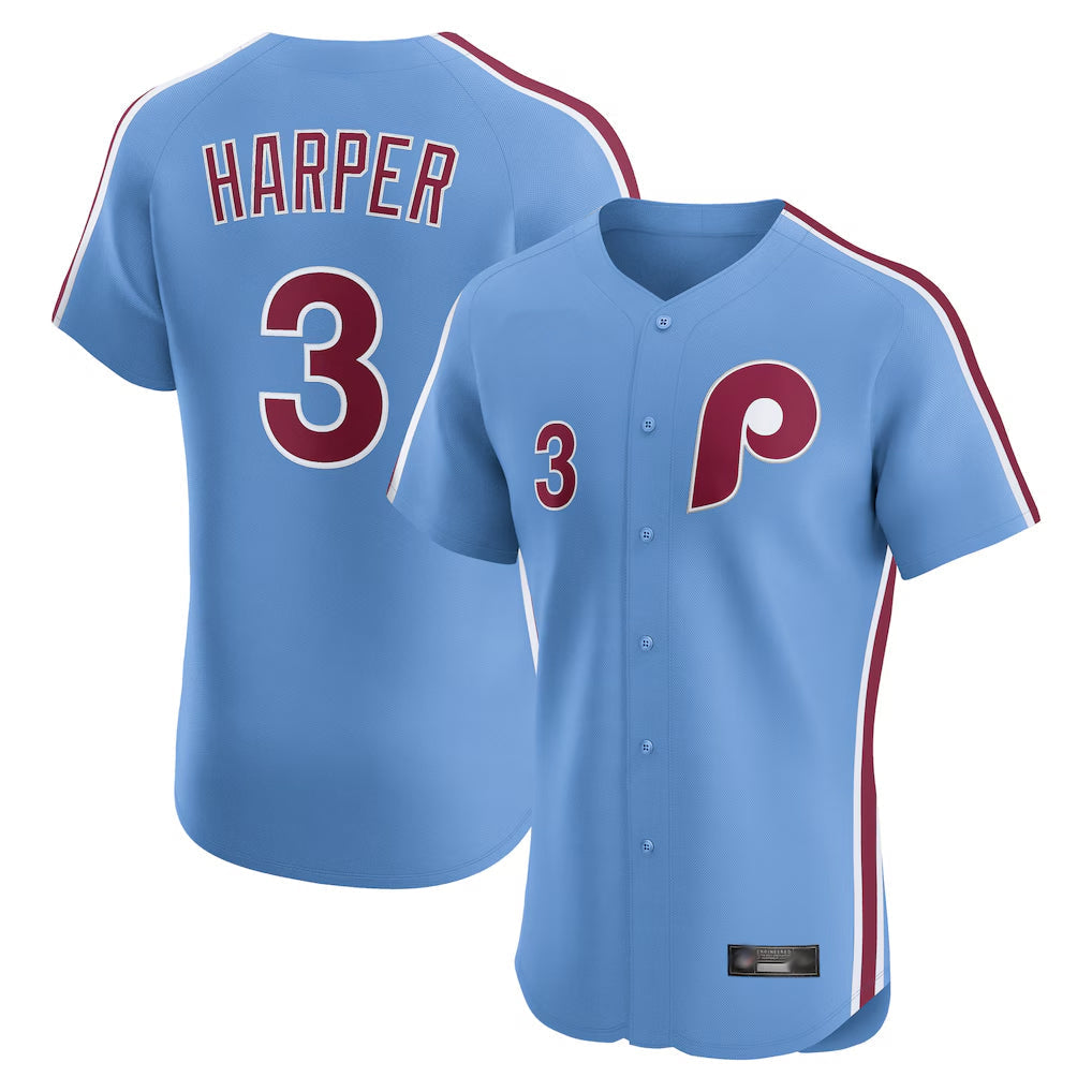 Kdoa P.Phillies #3 Bryce Harper Player Light Blue Home Limited Elite Stitched Jerseys