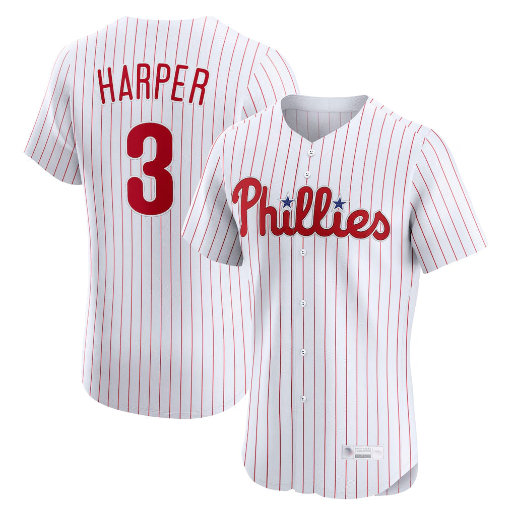 Kdoa P.Phillies #3 Bryce Harper Player White Home Limited Elite Stitched Jerseys