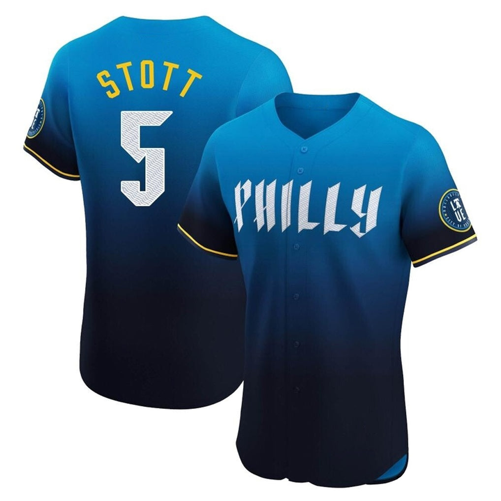 Kdoa P.Phillies #5 Bryson Stott Player Blue City Connect Home Limited Elite Stitched Jerseys