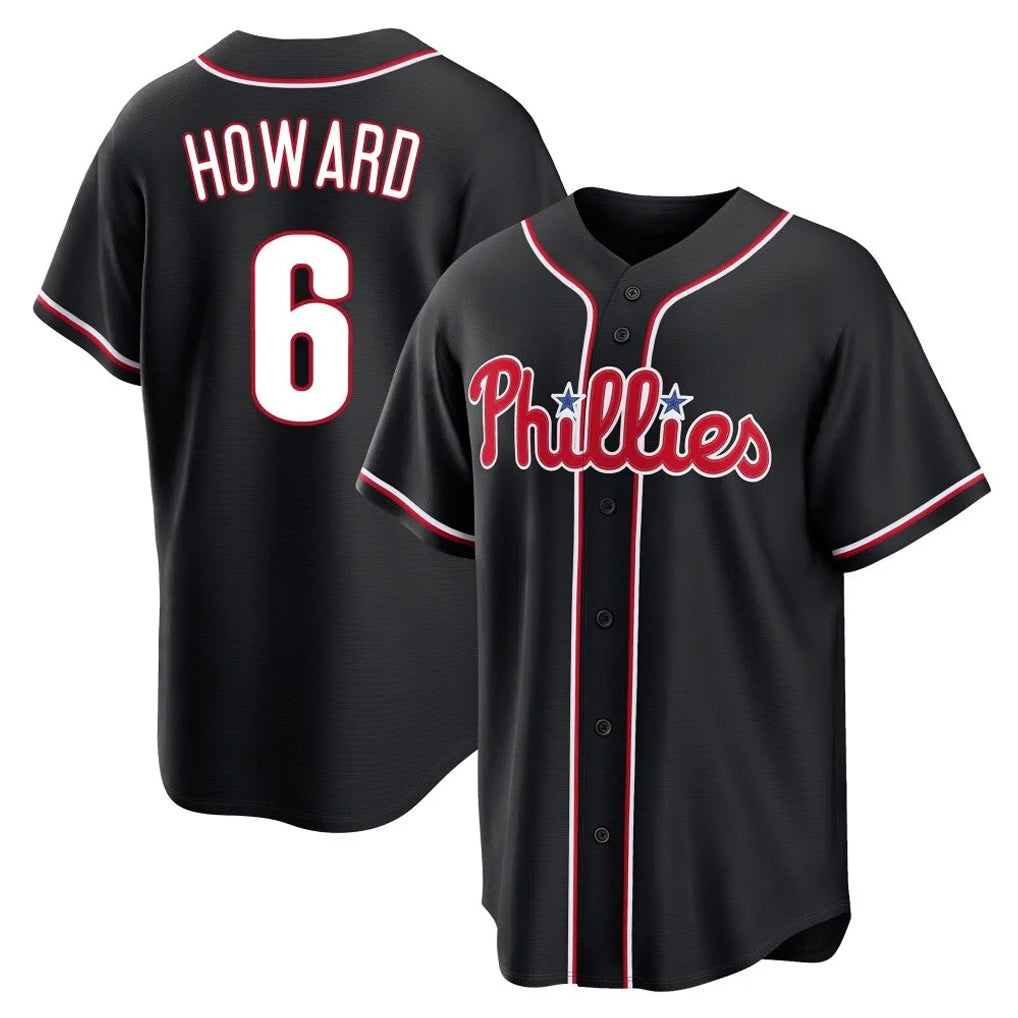 Kdoa P.Phillies #6 Ryan Howard Player Black Fashion Out Home Game Stitched Jerseys