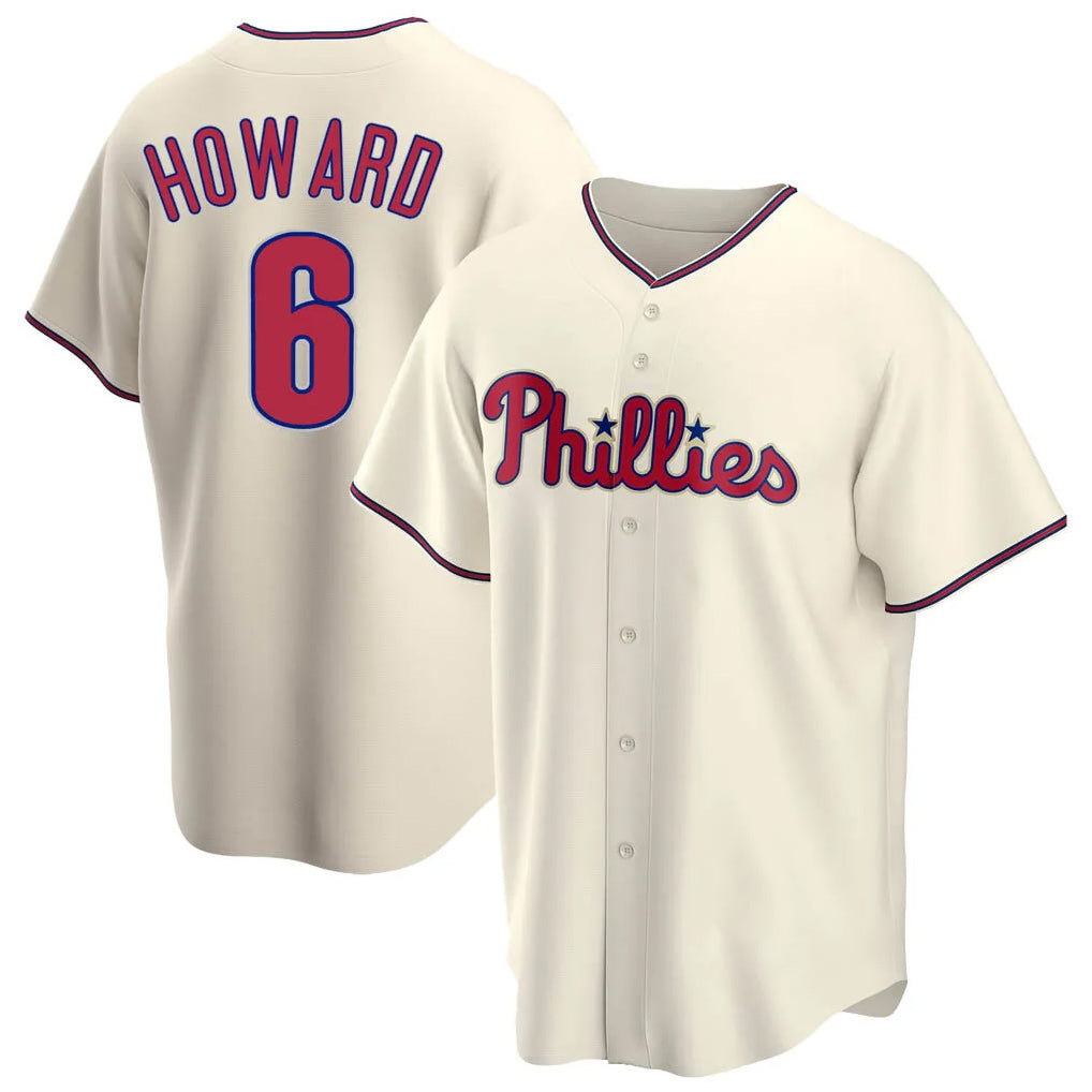 Kdoa P.Phillies #6 Ryan Howardr Player Cream Home Game Stitched Jerseys