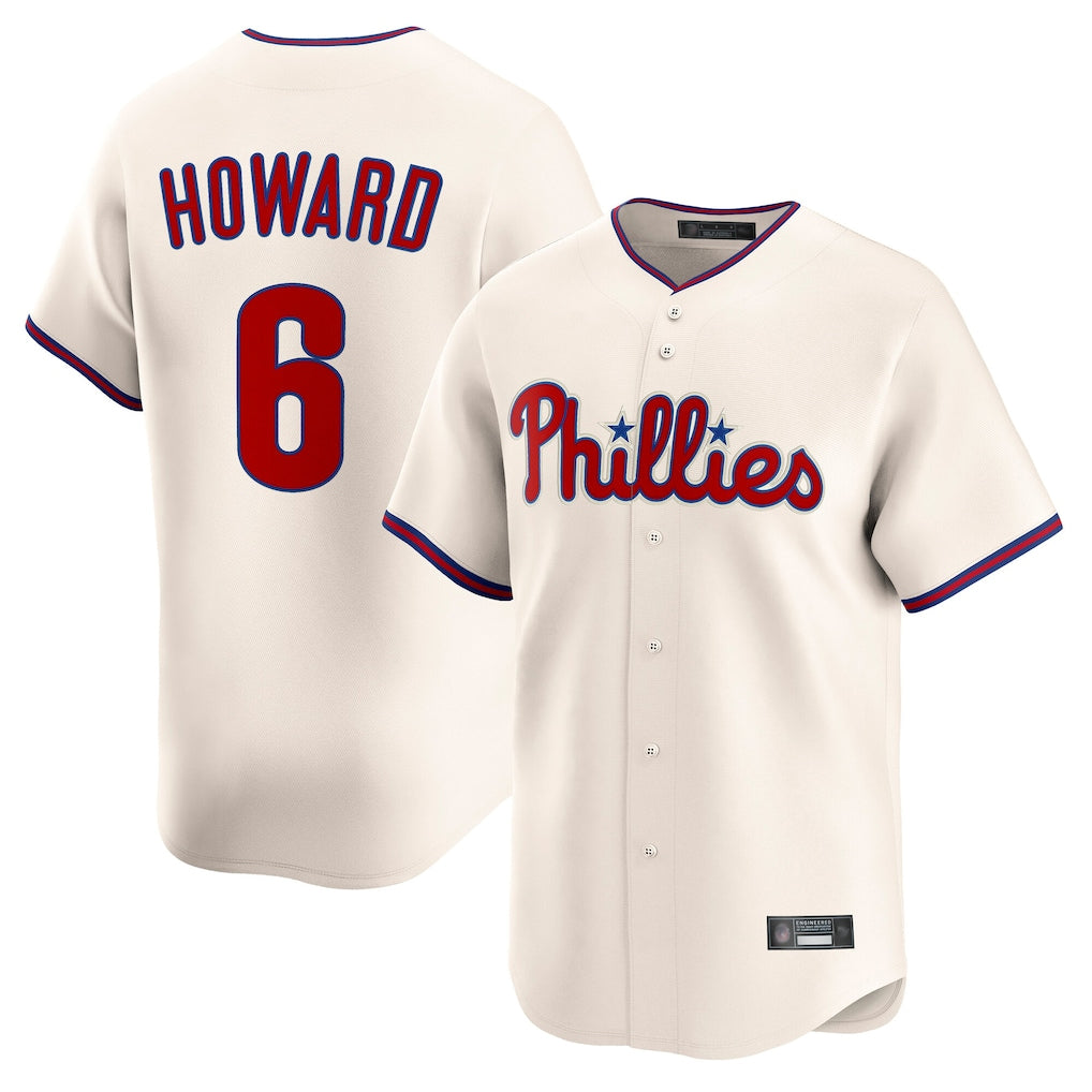 Kdoa P.Phillies #6 Ryan Howardr Player Cream Home Limited Stitched Jerseys