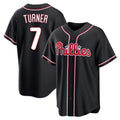 Kdoa P.Phillies #7 Trea Turner Player Black Fashion Out Home Game Stitched Jerseys