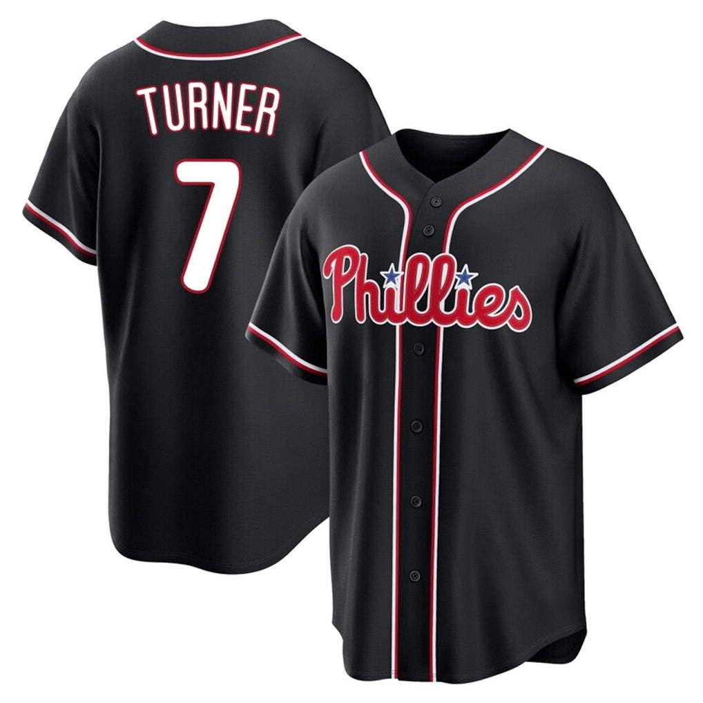 Kdoa P.Phillies #7 Trea Turner Player Black Fashion Out Home Game Stitched Jerseys