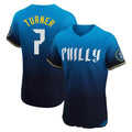 Kdoa P.Phillies #7 Trea Turner Player Blue City Connect Home Limited Elite Stitched Jerseys
