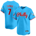 Kdoa P.Phillies #7 Trea Turner Player Light Blue Phillies & Eagles Vapor Premier Limited Stitched Jerseys