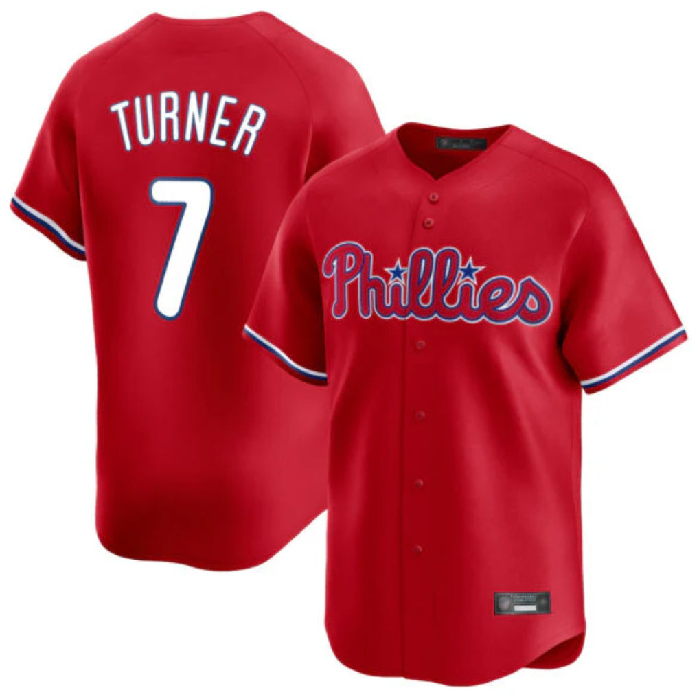 Kdoa P.Phillies #7 Trea Turner Player Red Home Limited Stitched Jerseys