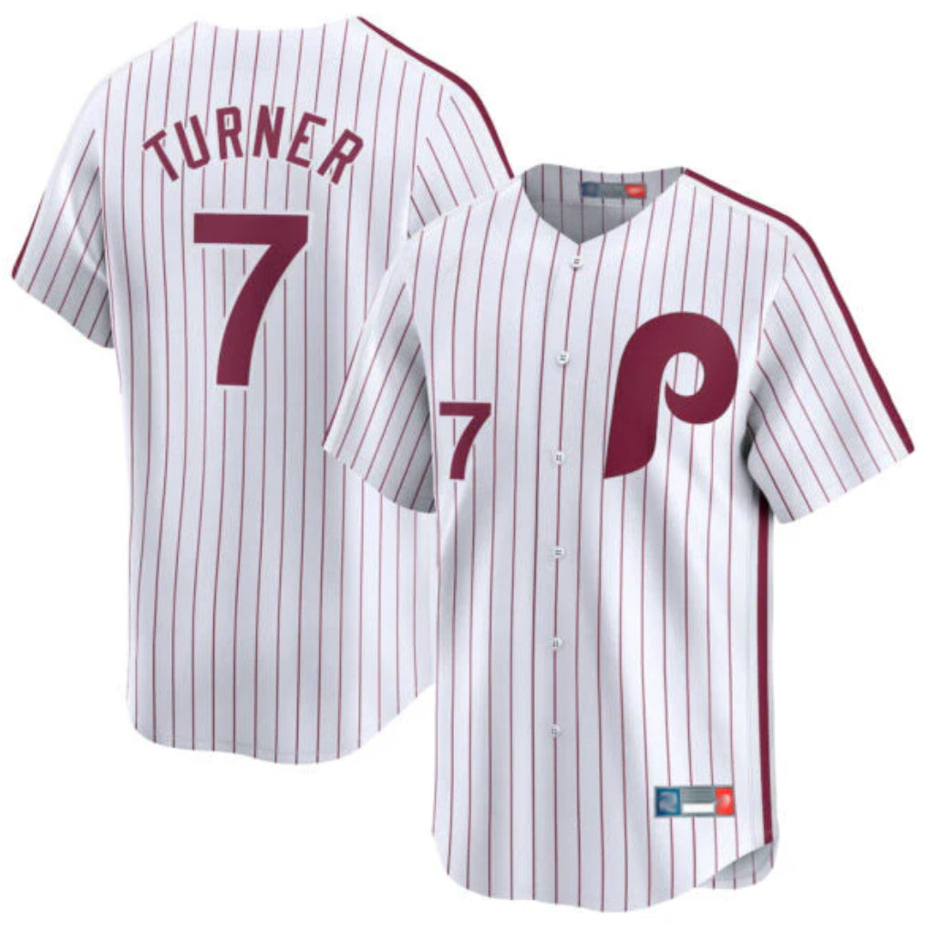 Kdoa P.Phillies #7 Trea Turner Player White Cooperstown Collection Limited Home Stitched Jerseys