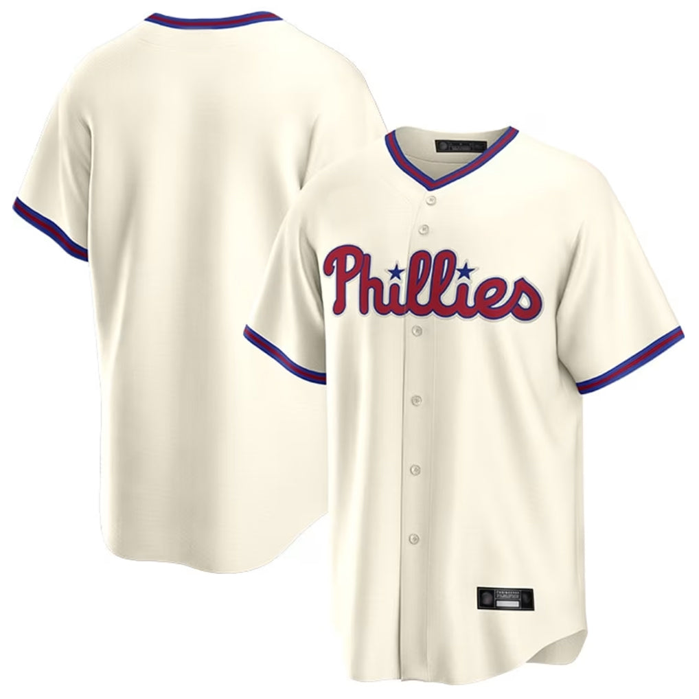 Kdoa P.Phillies Blank Player Cream Home Game Stitched Jerseys