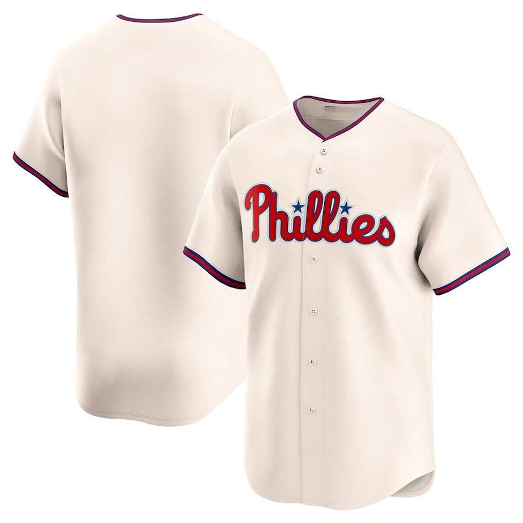 Kdoa P.Phillies Blank Player Cream Home Limited Stitched Jerseys