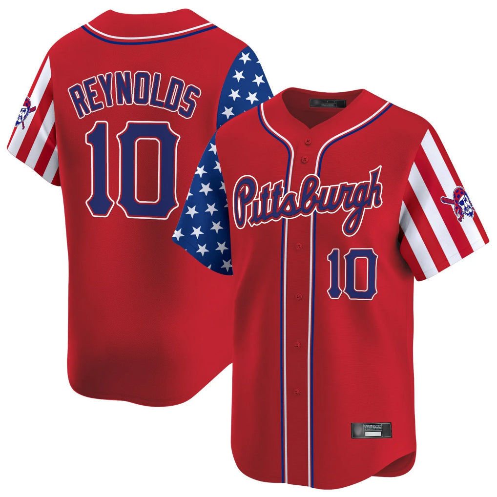 Kdoa P.Pirates #10 Bryan Reynolds Player Red 2025 Independence Day Vapor Premier Limited Stitched Jerseys