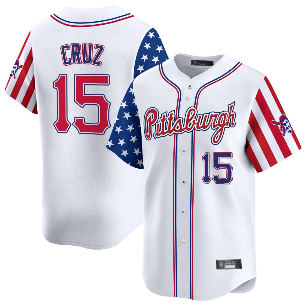Kdoa P.Pirates #15 Oneil Cruz Player White 2025 Independence Day Vapor Premier Limited Stitched Jerseys