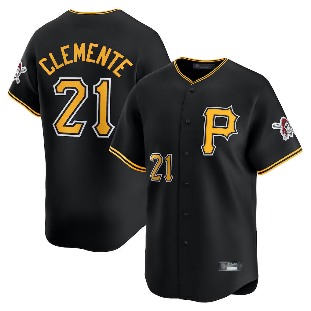 Kdoa P.Pirates #21 Roberto Clemente Player Black Alternate Limited Game Stitched Jerseys
