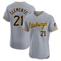 Kdoa P.Pirates #21 Roberto Clemente Player Gray Road Home Limited Elite Stitched Jerseys