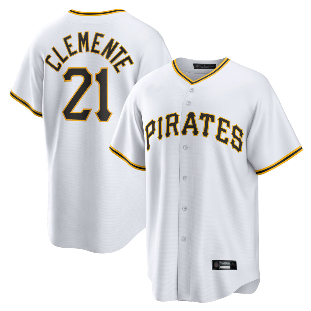 Kdoa P.Pirates #21 Roberto Clemente Player White Home Game Stitched Jerseys