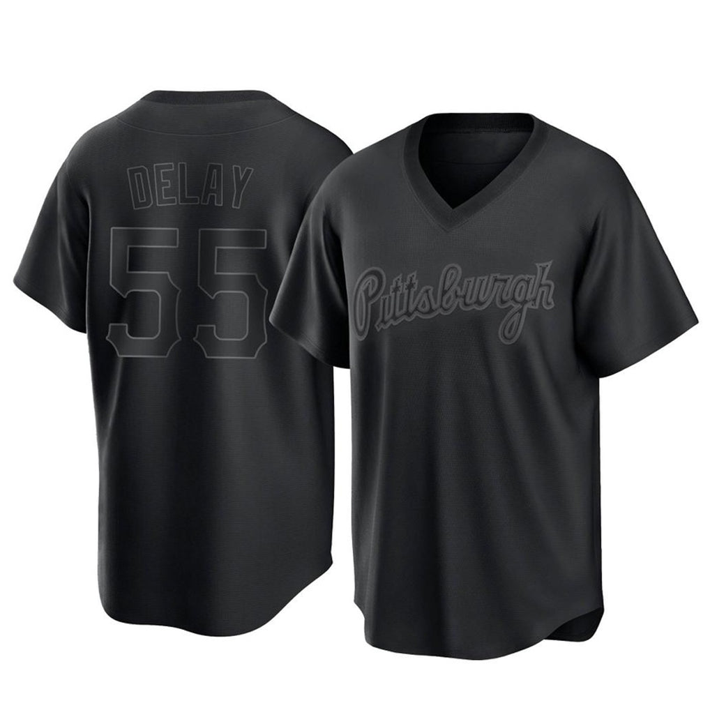 Kdoa P.Pirates #55 Jason Delay Player Black Fashion Home Game Stitched Jerseys