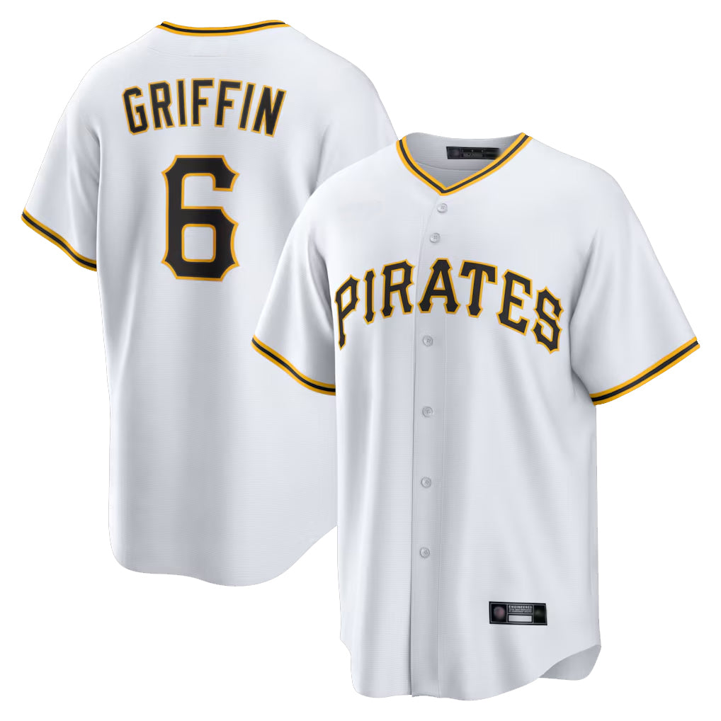 Kdoa P.Pirates #6 Konnor Griffin Player White Home Game Stitched Jerseys