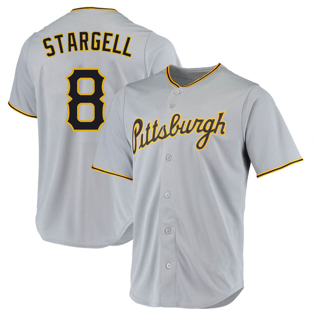 Kdoa P.Pirates #8 Willie Stargell Player Gray Road Home Game Stitched Jerseys
