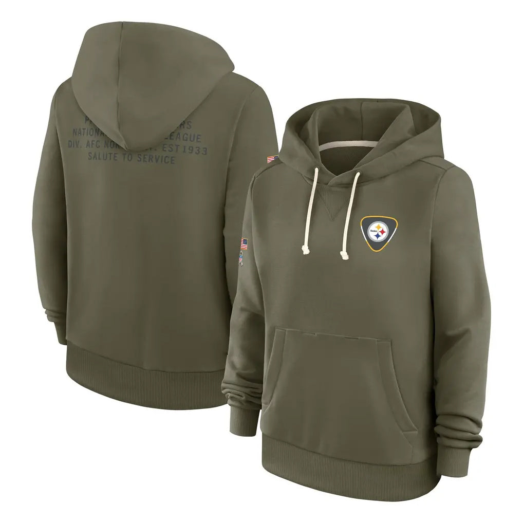 Kdoa P.Steelers Olive Salute to Service Pullover Hoodies Limited Blank Player Stitched Jerseys