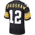 Kdoa P.Steelers #12 Terry Bradshaw Mitchell & Ness Black Authentic Throwback Retired Player Stitched Puhic Jersey