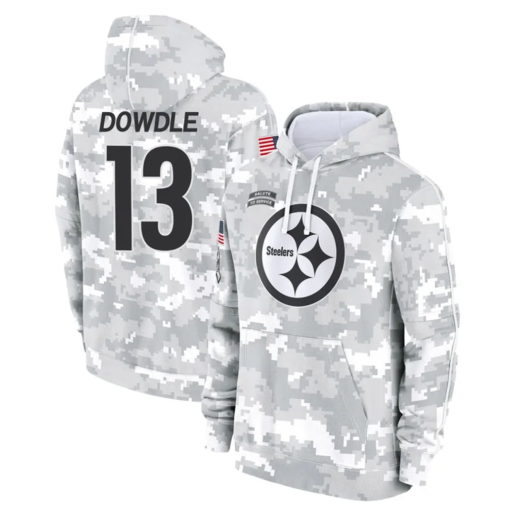 Kdoa P.Steelers #13 Rico Dowdle Player Arctic Camo Limited Salute to Service Pullover Hoodies Game Stitched Jerseys