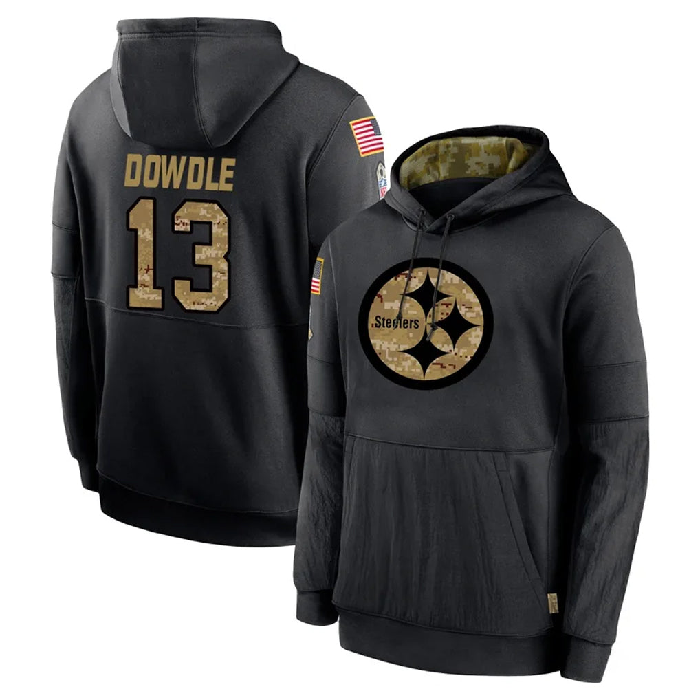 Kdoa P.Steelers #13 Rico Dowdle Player Black Salute to Service Hoodies Limited Game Stitched Jerseys