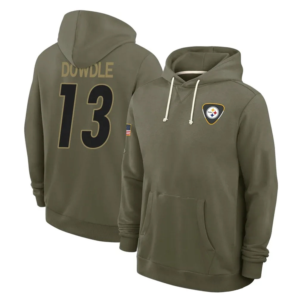 Kdoa P.Steelers #13 Rico Dowdle Player Olive Salute to Service Pullover Hoodies Limited Stitched Jerseys