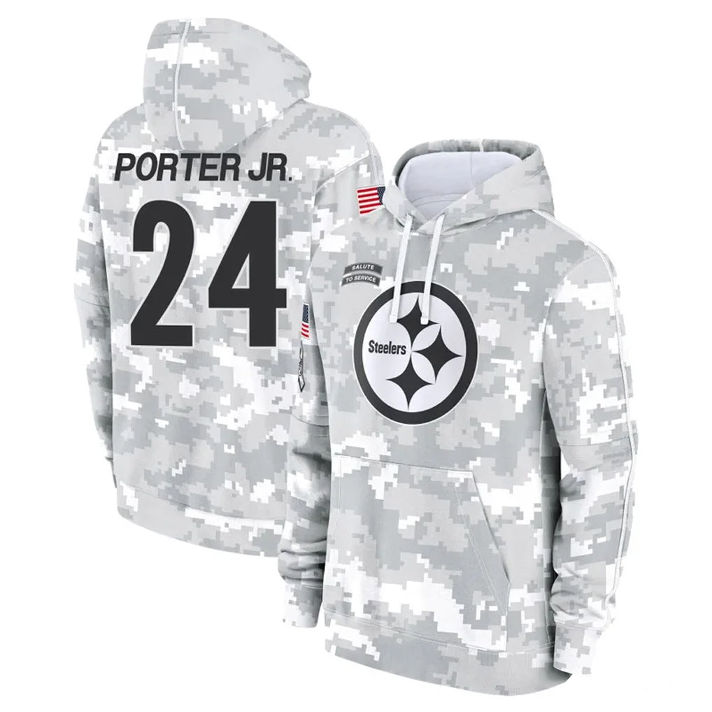 Kdoa P.Steelers #24 Joey Porter Jr. Player Arctic Camo Limited Salute to Service Pullover Hoodies Game Stitched Jerseys