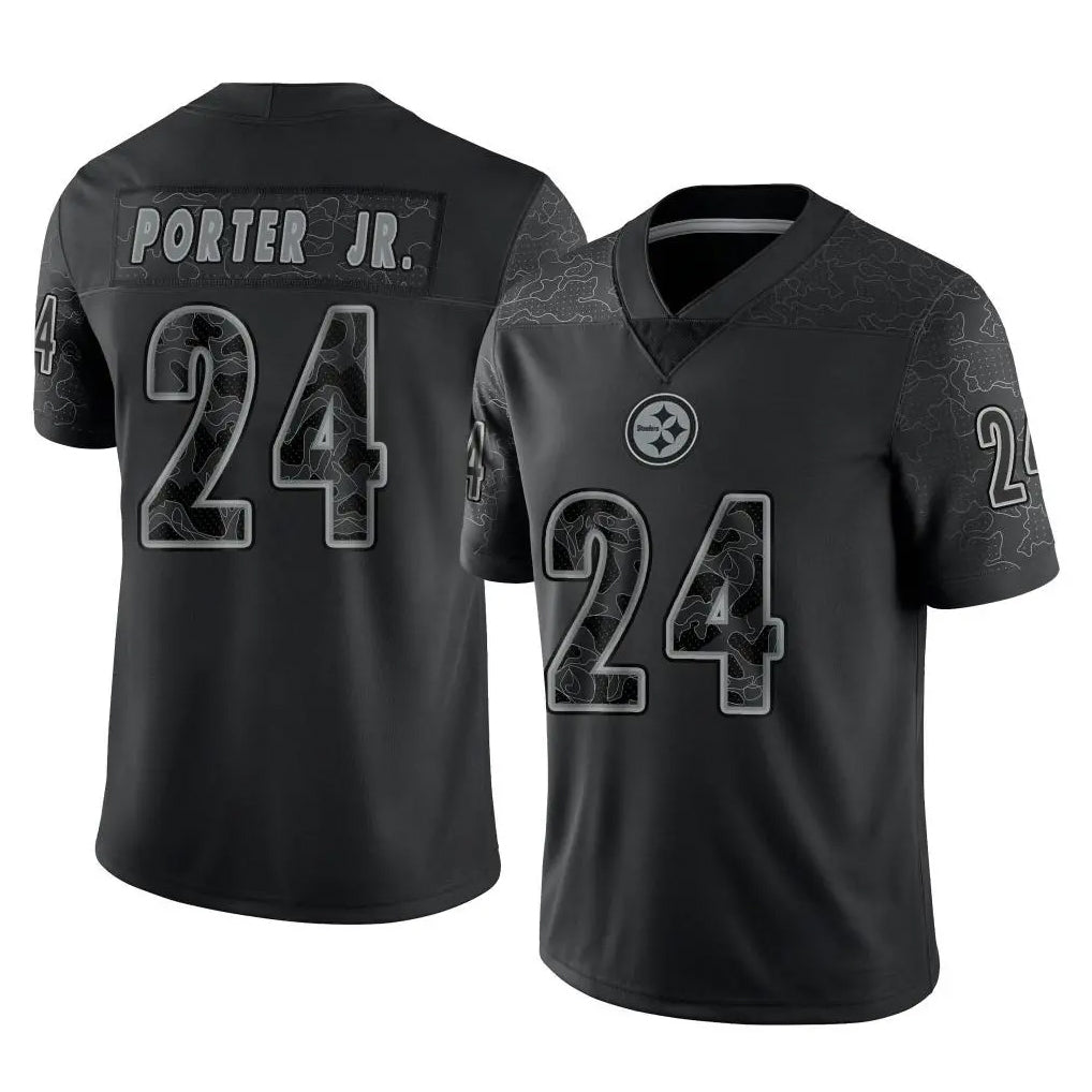 Kdoa P.Steelers #24 Joey Porter Jr. Player Black Reflective Limited Home Game Stitched Jerseys