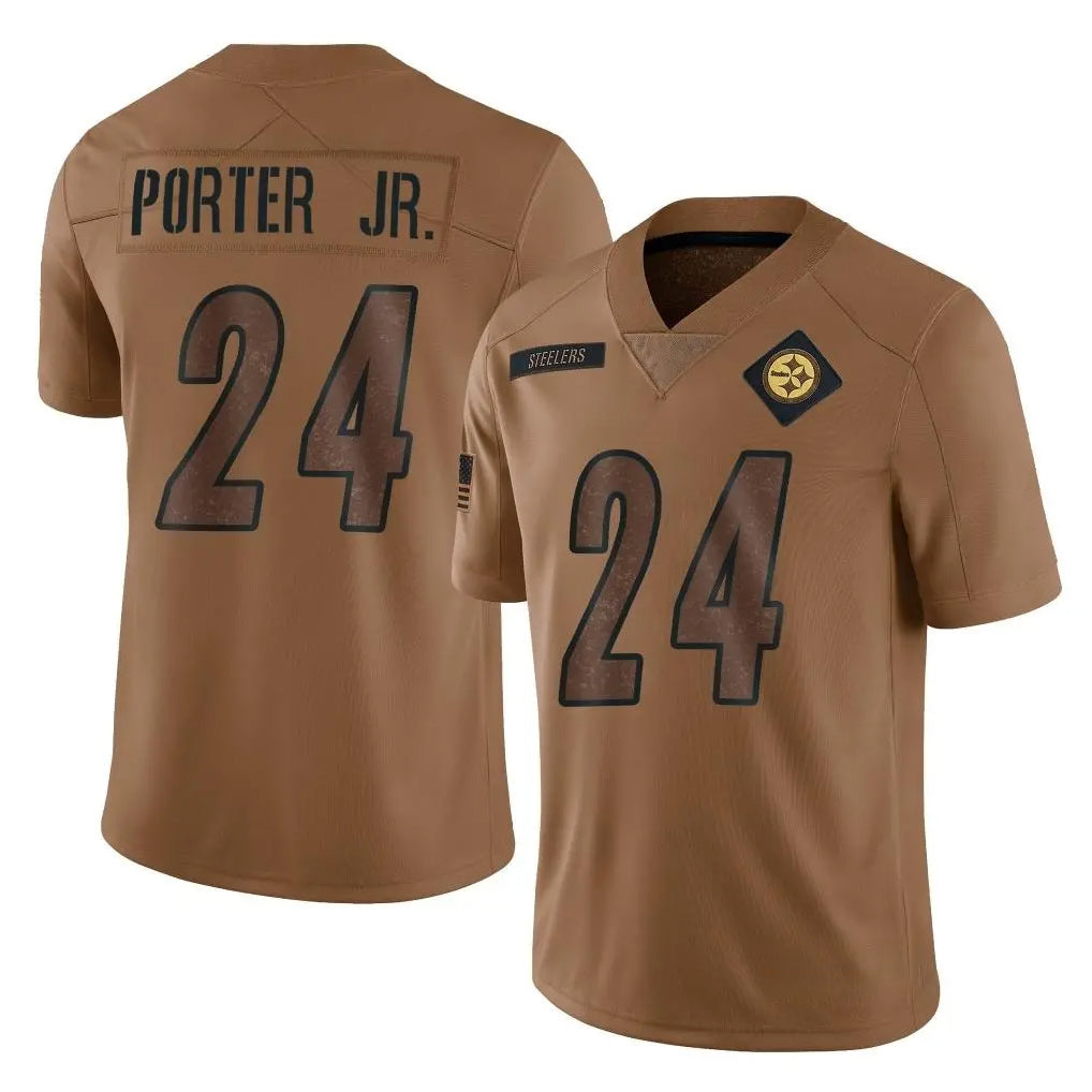 Kdoa P.Steelers #24 Joey Porter Jr. Player Brown Limited Salute To Service Home Game Stitched Jerseys