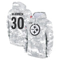 Kdoa P.Steelers #30 Jaylen Warren Player Arctic Camo Limited Salute to Service Pullover Hoodies Game Stitched Jerseys