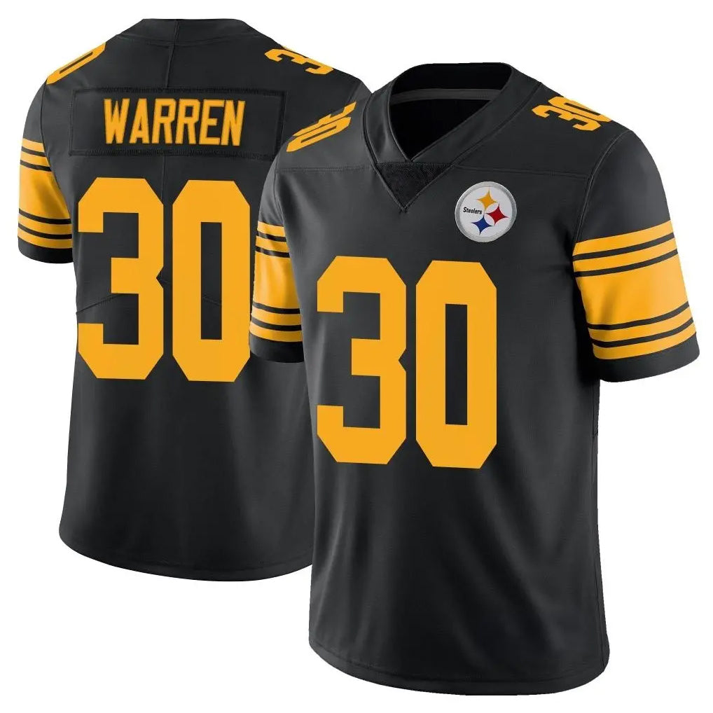 Kdoa P.Steelers #30 Jaylen Warren Player Black Limited Color Rush Home Game Stitched Jerseys