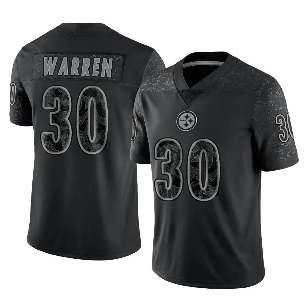 Kdoa P.Steelers #30 Jaylen Warren Player Black Reflective Limited Home Game Stitched Jerseys